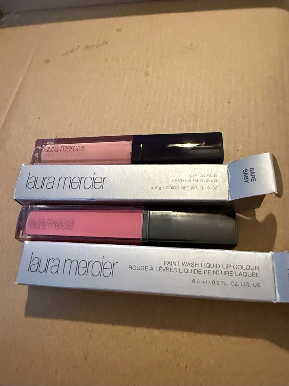 laura mercier Pink and Peach Lip Gloss Duo with Champagne Highlighter Stick